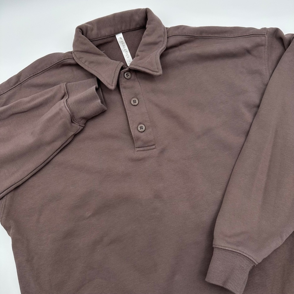 Fabletics Mens Small S Long Sleeve Polo Sweatshirt Purple 3-Button Pullover Soft